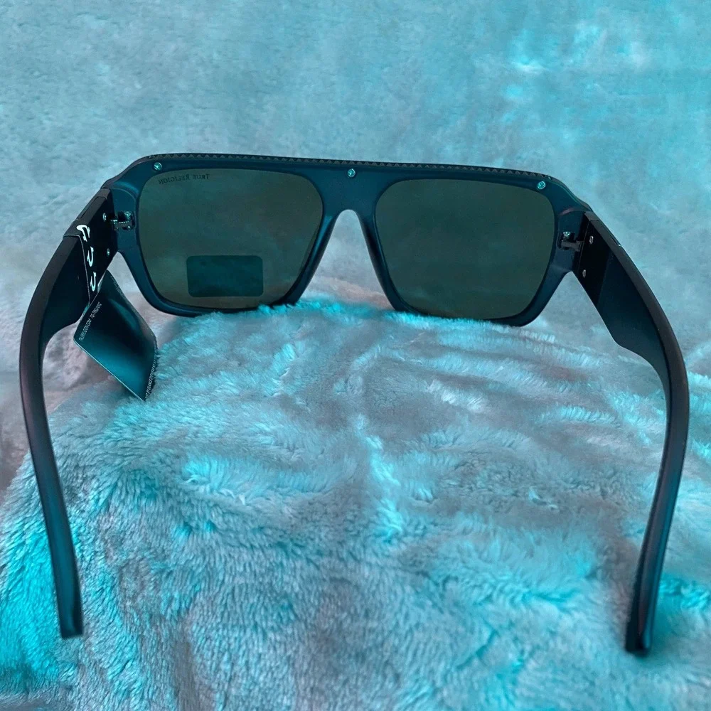 True Religion Sunglasses Mens OS Black TRM1872 Square Aviator UV Protection NWT